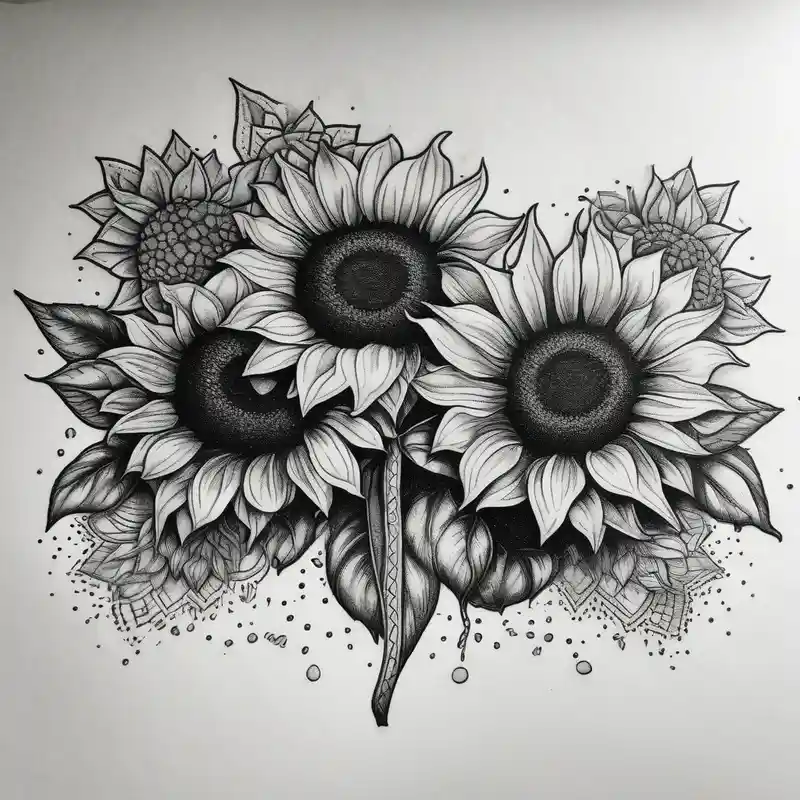 band tattoo with two sunflowers on it english dragon tattoo